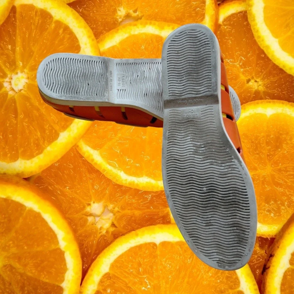 Five Floats Mens Orange Rubber Mesh Boat Shoes Water Loafers Size 10-11 71FV6707
